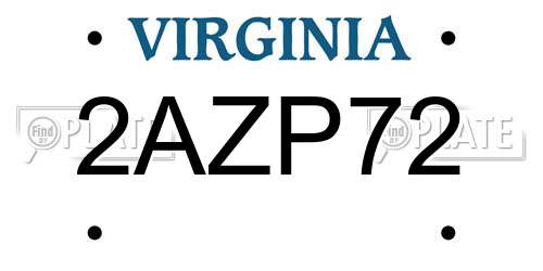 2AZP72 Virginia License Plate