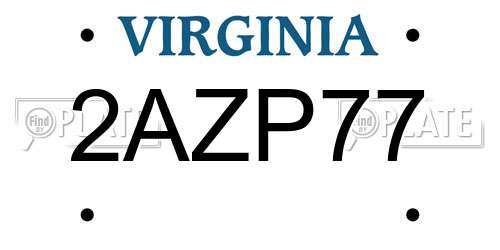 2AZP77 Virginia License Plate