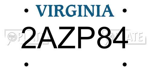 2AZP84 Virginia License Plate