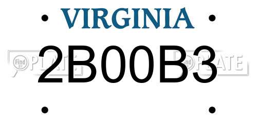 2B00B3 Virginia License Plate