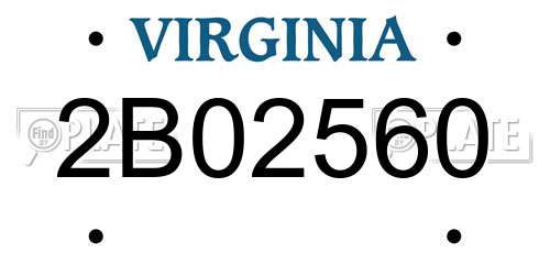 2B02560 Virginia License Plate