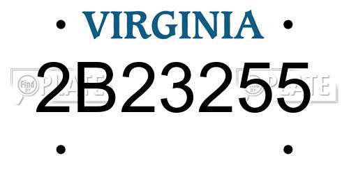 2B23255 Virginia License Plate