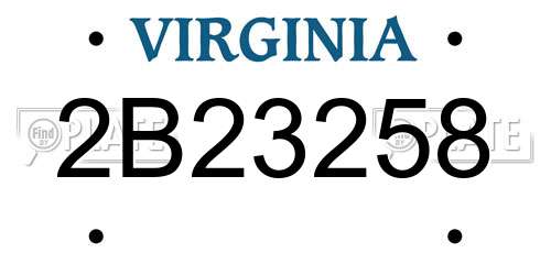 2B23258 Virginia License Plate