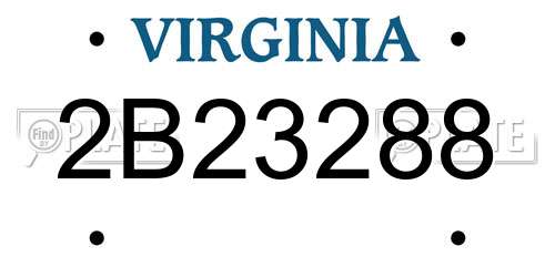 2B23288 Virginia License Plate
