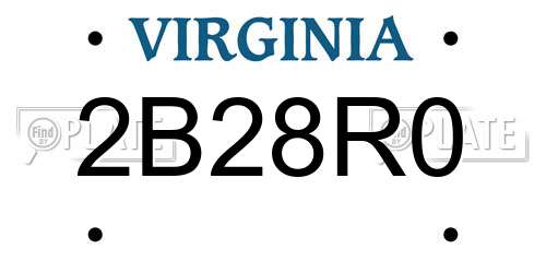 2B28R0 Virginia License Plate