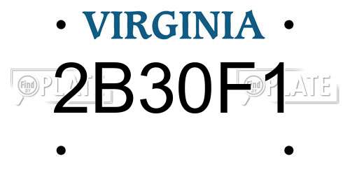 2B30F1 Virginia License Plate