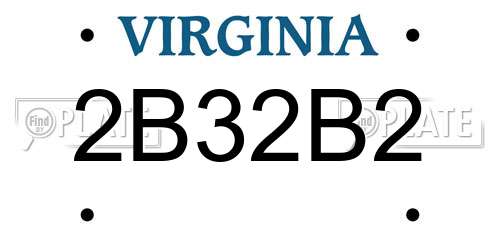 2B32B2 Virginia License Plate