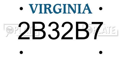 2B32B7 Virginia License Plate