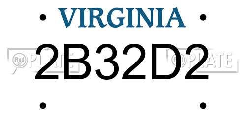 2B32D2 Virginia License Plate