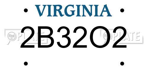 2B32O2 Virginia License Plate