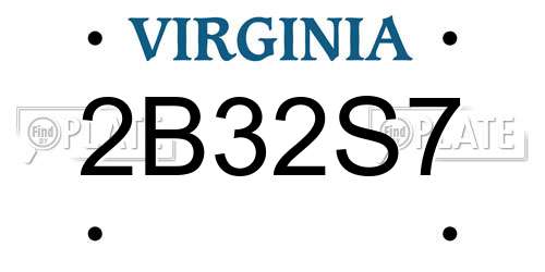 2B32S7 Virginia License Plate