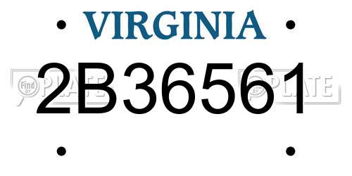 2B36561 Virginia License Plate