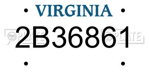 2B36861 Virginia License Plate