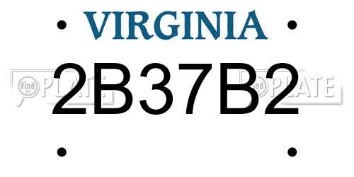 2B37B2 Virginia License Plate