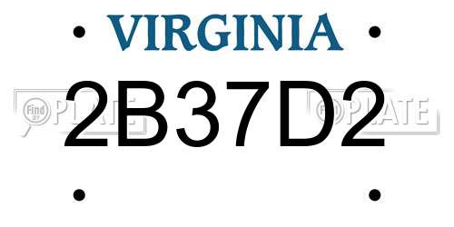 2B37D2 Virginia License Plate