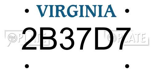 2B37D7 Virginia License Plate