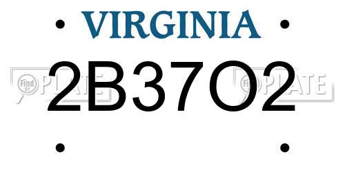 2B37O2 Virginia License Plate
