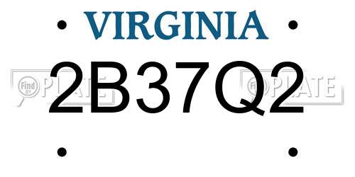 2B37Q2 Virginia License Plate