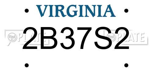 2B37S2 Virginia License Plate