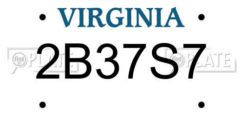 2B37S7 Virginia License Plate