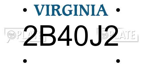 2B40J2 Virginia License Plate