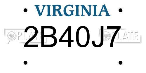 2B40J7 Virginia License Plate