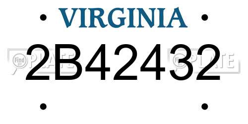 2B42432 Virginia License Plate