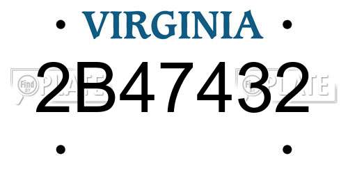 2B47432 Virginia License Plate