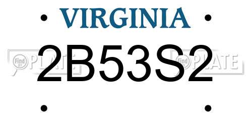 2B53S2 Virginia License Plate