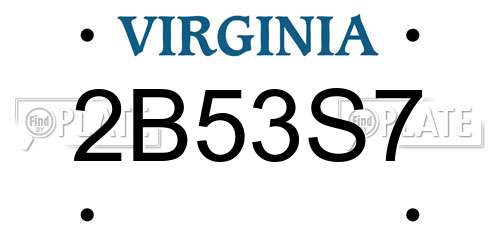2B53S7 Virginia License Plate