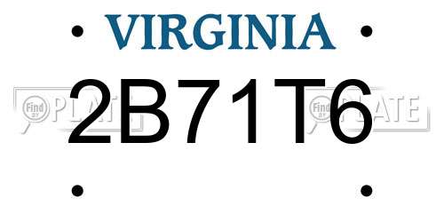 2B71T6 Virginia License Plate