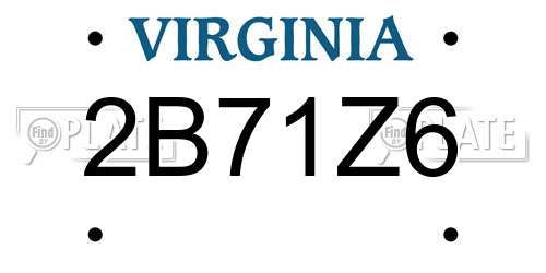 2B71Z6 Virginia License Plate