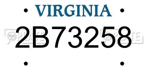 2B73258 Virginia License Plate