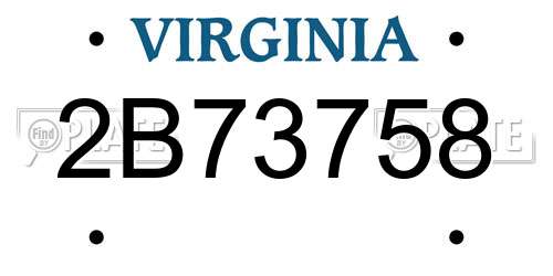 2B73758 Virginia License Plate