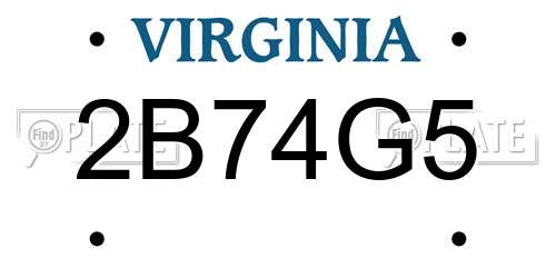 2B74G5 Virginia License Plate