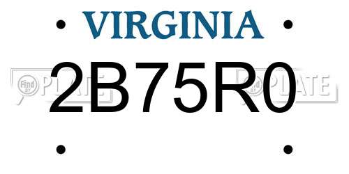 2B75R0 Virginia License Plate