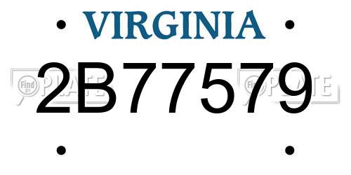 2B77579 Virginia License Plate