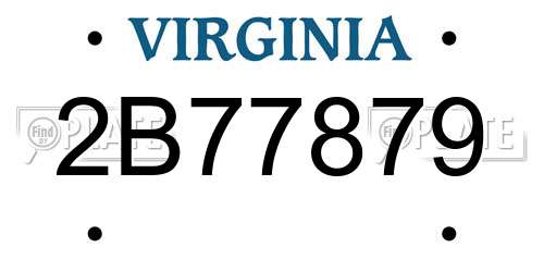 2B77879 Virginia License Plate