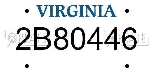 2B80446 Virginia License Plate