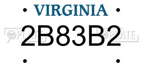 2B83B2 Virginia License Plate