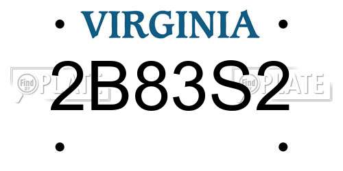 2B83S2 Virginia License Plate