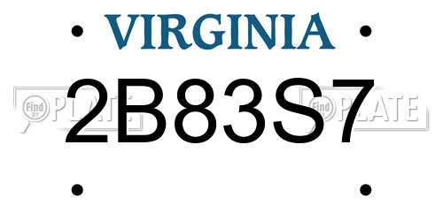 2B83S7 Virginia License Plate