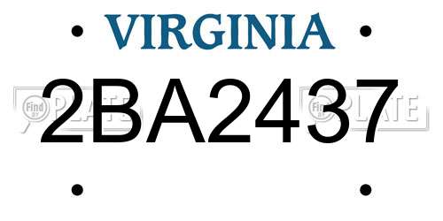 2BA2437 Virginia License Plate
