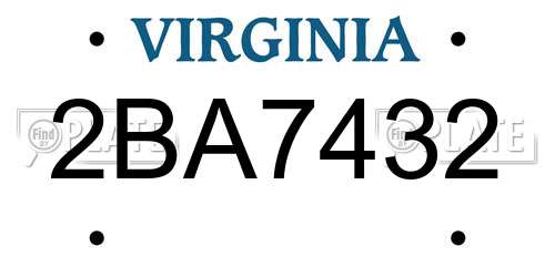 2BA7432 Virginia License Plate