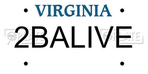 2BALIVE Virginia License Plate