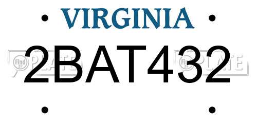2BAT432 Virginia License Plate