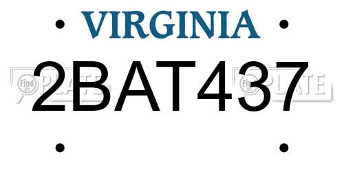 2BAT437 Virginia License Plate