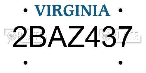 2BAZ437 Virginia License Plate