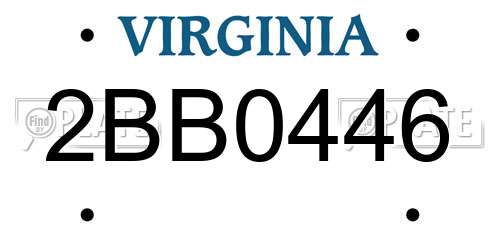 2BB0446 Virginia License Plate