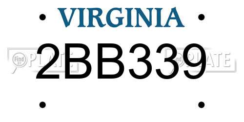 2BB339 Virginia License Plate